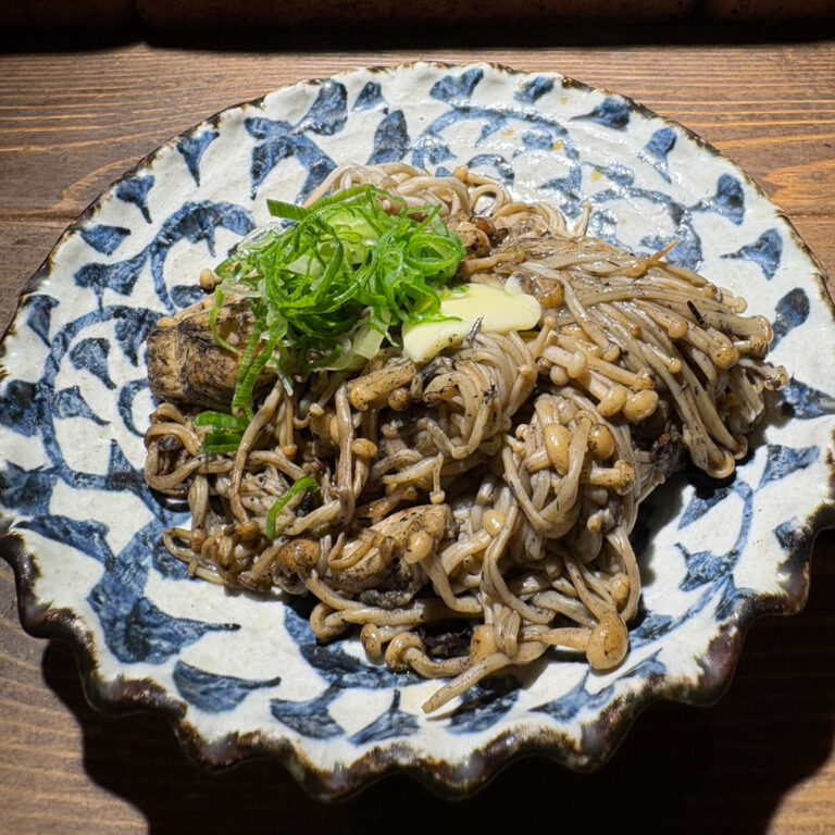Straw-grilled Enoki mushroom with butter and ponzu sauce